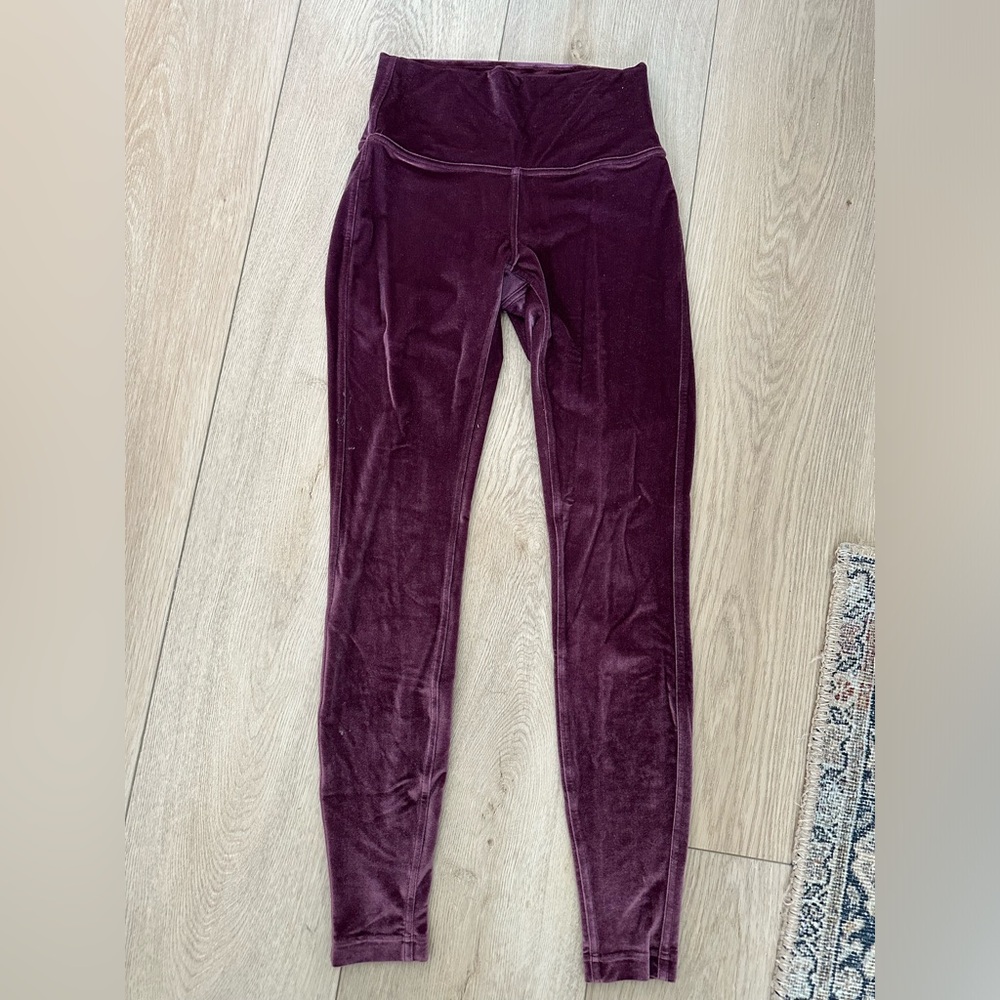 Purple velvet lululemon align leggings